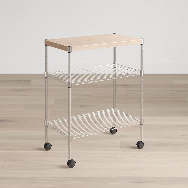 Wayfair Basics® Adjustable Kitchen Cart Manufactured Wood Top & Reviews